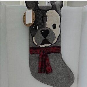 Charming Dog Christmas Stocking with Plaid Bow